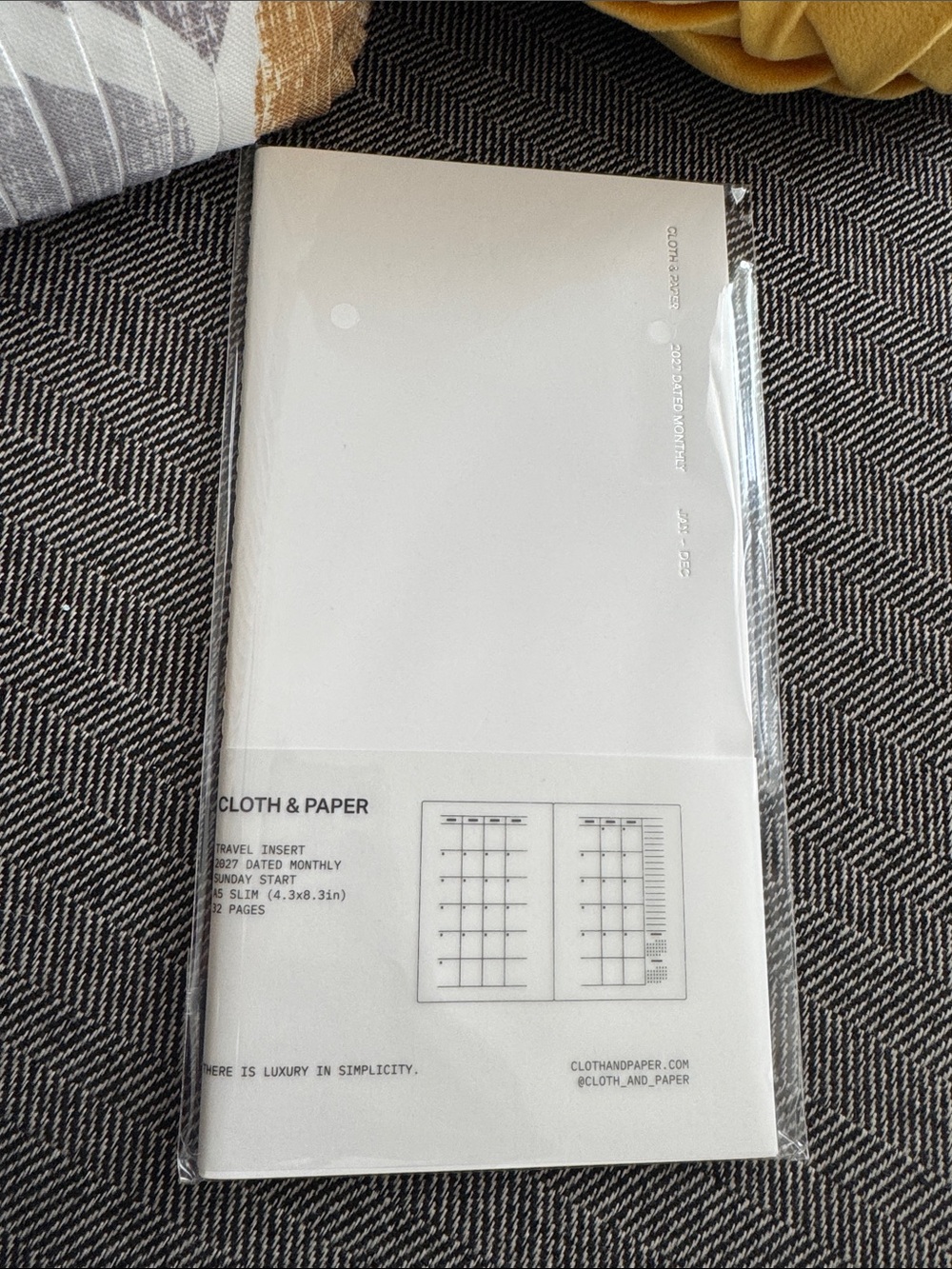 Cloth & Paper White Travel Planner Insert - Monthly